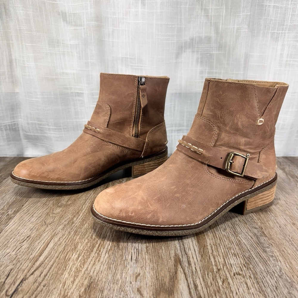 Sperry Ankle Boots 7 Brown Leather Buckle Coastal Prep Minimalist Heritage